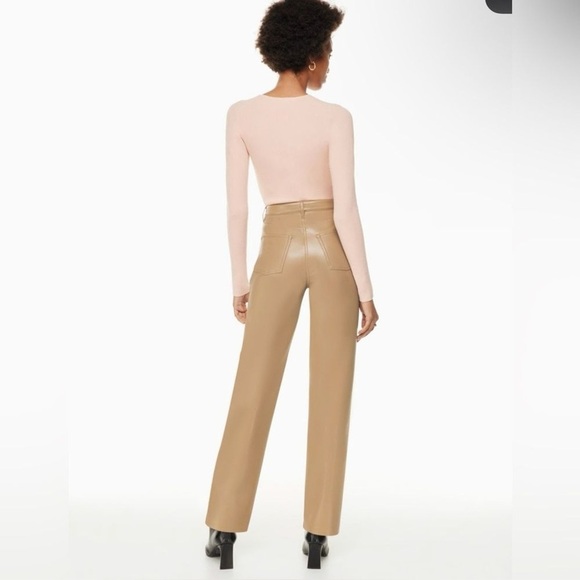 Wilfred Aritzia The Melina Faux Leather Pant Size 8 Tan Brown - Picture 2 of 10
